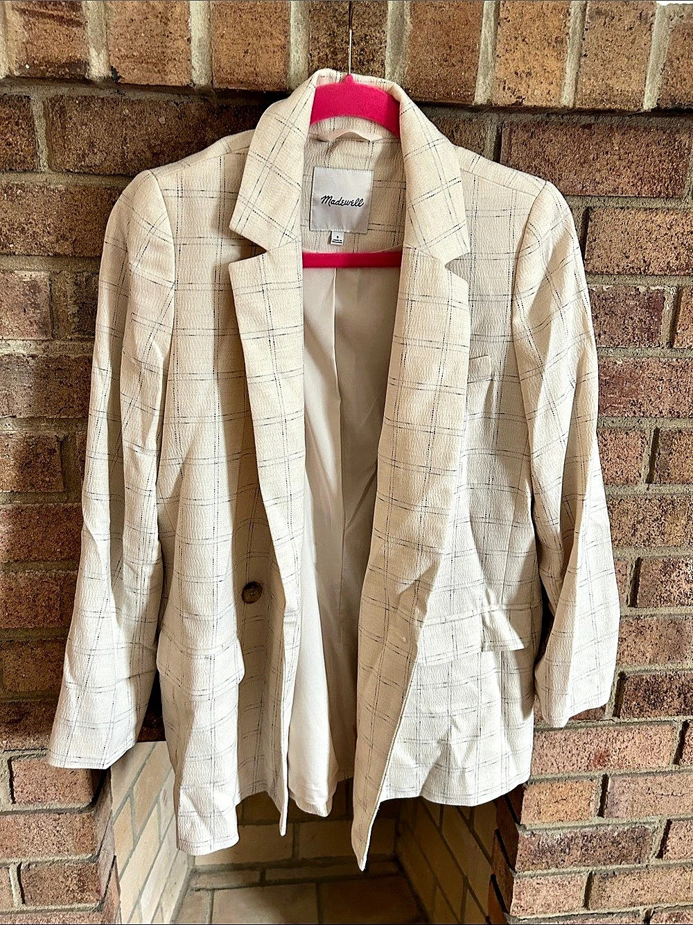 Madewell Caldwell Double-Breasted Blazer in Plaid Blazer White Small